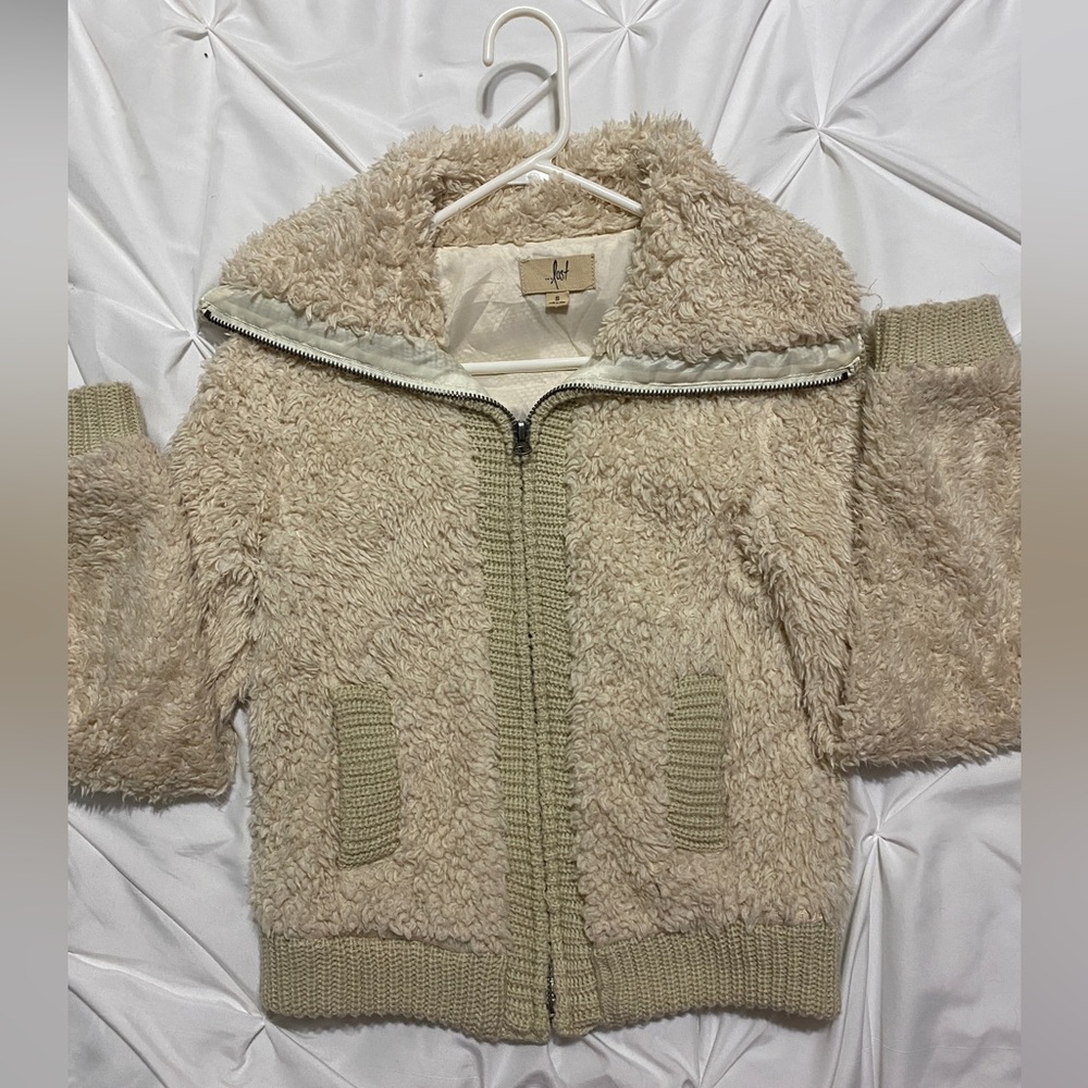 Super Cute Zip Up Cowl Neck Sweater thick and lined Size Small